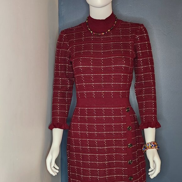 Sweater Dress with delicate ruffle trim - Picture 1 of 2
